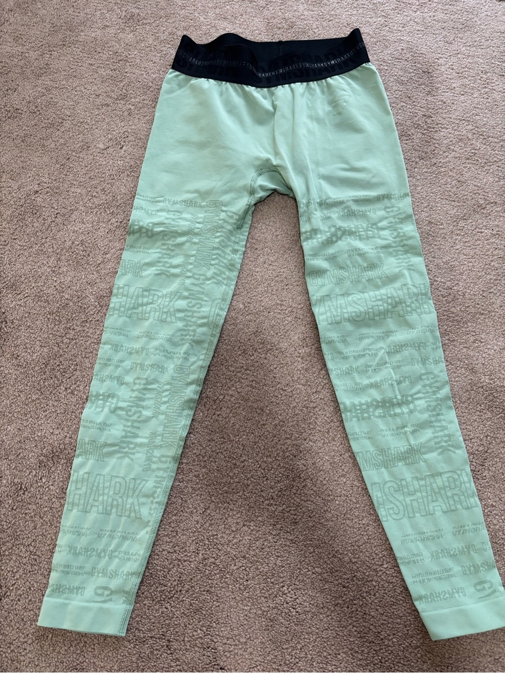 Gymshark Mint Green Leggings with Black Waistband